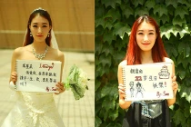 Nữ sinh viên mặc váy cưới cầu hôn bạn trai