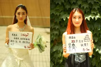 Nữ sinh viên mặc váy cưới cầu hôn bạn trai