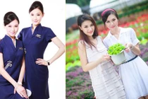 Cặp tiếp viên hàng không song sinh đẹp như thiên thần