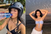 Hot girl Đà Nẵng diện bra chạy xe máy cực chiến