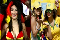 Cổ động viên nữ Đức và Brazil sexy ăn mừng chiến thắng
