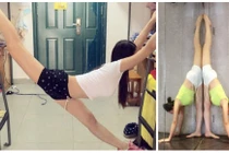 Hot girl 9X xinh đẹp có tài xoạc chân, uốn dẻo 