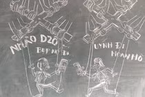 Thầy giáo vẽ tranh biếm hoạ bằng phấn trắng, bảng đen gây sốt