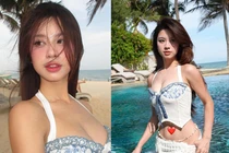 Hot girl tạp hóa chẳng cần bikini vẫn cực cháy bên hồ bơi