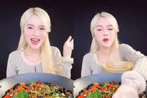 Khó hiểu thánh mukbang Việt Nam xinh đẹp ăn cả đá