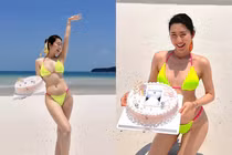 Thúy Ngân diện bikini đón sinh nhật, khoe đường cong triệt để 