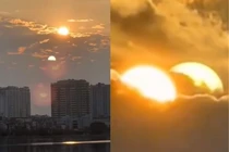 Kỳ lạ 2 mặt trời xuất hiện trên bầu trời Hà Nội