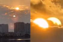 Kỳ lạ 2 mặt trời xuất hiện trên bầu trời Hà Nội