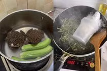 Cách chế biến món ăn của cô gái trẻ khiến netizen ngao ngán