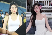 Cổ vũ anh trai, em gái Văn Toàn trắng phát sáng hút ánh nhìn