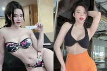 Diện áo dây trễ nải, hot girl gym khiến anh em “toát mồ hôi“