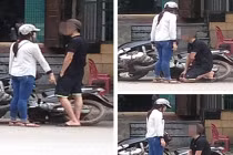 Xôn xao thanh niên bị bạn gái bắt quỳ giữa phố