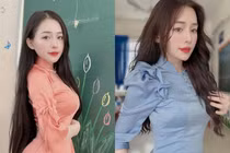 Cô giáo cấp 2 quyến rũ mặc áo dài tự thiết kế đi dạy