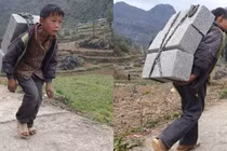Cõng gạch kiếm tiền trang trải cuộc sống, em bé vùng cao lấy nước mắt dân mạng