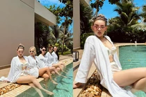 Huyền Baby cùng hội bạn phú bà diện bikini cực chảnh bên hồ bơi
