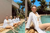 Huyền Baby cùng hội bạn phú bà diện bikini cực chảnh bên hồ bơi