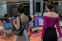 Bóng lưng xinh đẹp cô nhân viên văn phòng khiến ai cùng tò mò