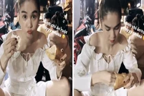  Ngồi ăn vỉa hè, Ngọc Trinh khoe dáng "hồn nhiên hết cỡ"