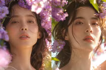 Thiếu nữ AI xinh đẹp, gợi cảm chụp ảnh cùng bằng lăng tím