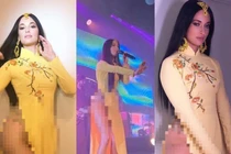Mặc áo dài “quên” quần nữ ca sĩ nhạc đồng quê bị CĐM “ném đá” dữ dội