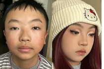 Mới tập makeup mà thiếu mẫu, chị gái lôi em trai ra thực hành