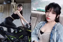 Nữ y tá khoe body gợi cảm mê người bên xe phân khối lớn