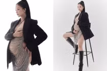 Salim khoe bụng bầu tháng cuối với trang phục xuyên thấu 