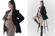 Salim khoe bụng bầu tháng cuối với trang phục xuyên thấu 