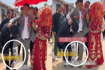 Bị bạn trêu quá đà, chú rể gãy chân trong ngày cưới
