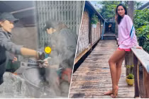 HHen Niê mặc đồ giản dị chuyển nghề sang phụ bán hủ tiếu