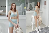 Đỏ mặt hot girl xinh đẹp diện đồ tập lộ điểm nhạy cảm 