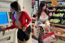 Đỏ mặt trước nàng hot girl xinh đẹp mặc hở từ nhà ra phố