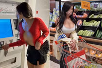 Đỏ mặt trước nàng hot girl xinh đẹp mặc hở từ nhà ra phố