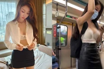 Phát ngại hot girl diện nội y ung dung đi tàu điện ngầm
