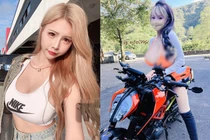 Mỹ nhân “mặc như không mặc” khoe dáng nóng bỏng bên xe phân khối lớn