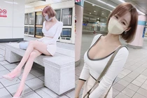 Mỹ nhân mặc gợi cảm khoe dáng ở ga tàu hút vạn ánh nhìn