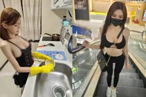 Mặc hở khi rửa bát, đi chợ, hot girl khiến người nhìn đỏ mặt