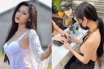 Hot girl vô tư “thả rông” khi làm móng khiến người nhìn đỏ mặt