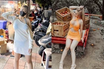 Ngượng chín mặt hot girl mặc đồ xuyên thấu dạo phố