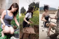 Đỏ mặt dàn hot girl diện yếm, váy bó sát xuyên thấu làm nông