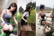 Đỏ mặt dàn hot girl diện yếm, váy bó sát xuyên thấu làm nông