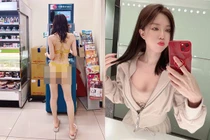 Ngượng chín mặt hot girl mặc bikini đứng rút tiền khoe dáng nuột