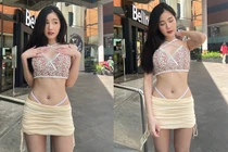 Đỏ mặt hot girl xinh đẹp “mặc như không” khoe dáng khi dạo phố 