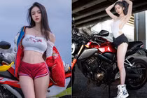 Nữ nhân viên không ngại “thả rông” khoe dáng nuột bên xế khủng