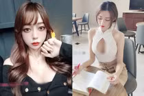 Đi tiêm vắc xin COVID-19, nữ giáo viên để hở nội y lộ liễu