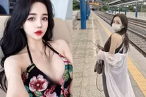 Nàng hot girl xinh đẹp diện đồ nóng bỏng khoe dáng ở ga tàu