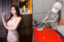 Hot girl rửa xe mặc gợi cảm khoe body bốc lửa