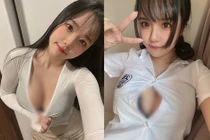 Hot girl “mặt học sinh, thân hình phụ huynh” bung cúc khoe ngực khủng