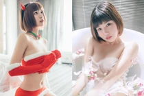 Đỏ mặt hot girl xinh đẹp diện đồ Giáng sinh hở hết nấc 