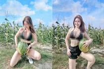 Gu thời trang gợi cảm của hot girl gây choáng khi diện bikini giữa ruộng ngô 